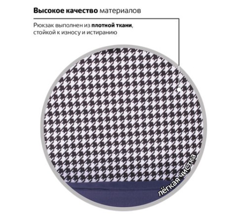 Рюкзак BRAUBERG SYDNEY универсальный, карман с пуговицей, бело-синий, узор клетка, 38х27х12 см, 228840