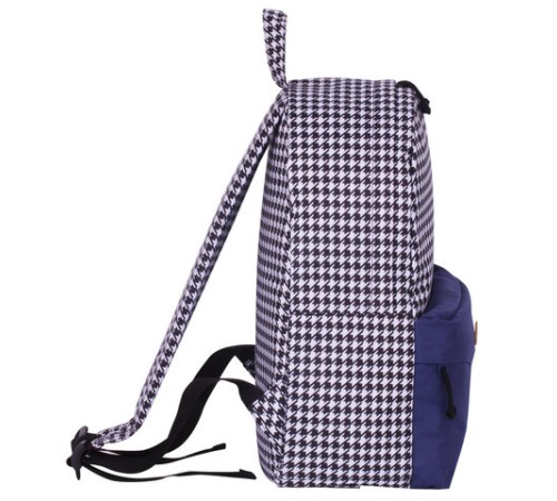 Рюкзак BRAUBERG SYDNEY универсальный, карман с пуговицей, бело-синий, узор клетка, 38х27х12 см, 228840