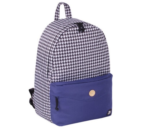 Рюкзак BRAUBERG SYDNEY универсальный, карман с пуговицей, бело-синий, узор клетка, 38х27х12 см, 228840