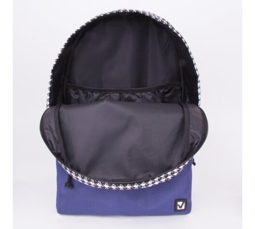 Рюкзак BRAUBERG SYDNEY универсальный, карман с пуговицей, бело-синий, узор клетка, 38х27х12 см, 228840