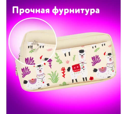 Пенал мягкий ЮНЛАНДИЯ, 2 отделения, полиэстер, 