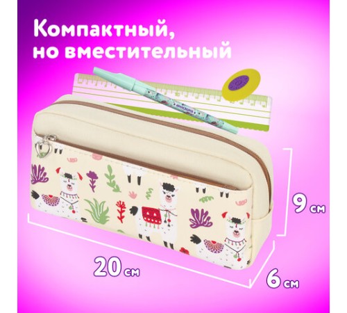 Пенал мягкий ЮНЛАНДИЯ, 2 отделения, полиэстер, 