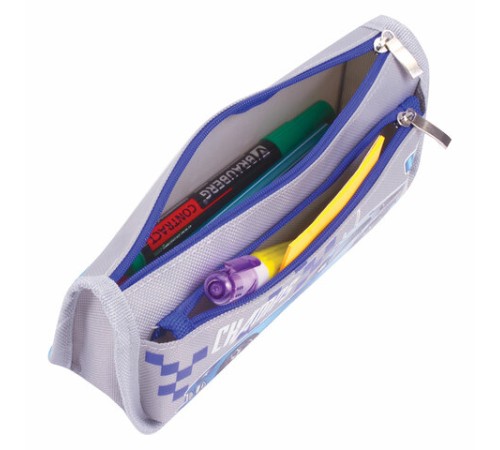 Пенал мягкий ЮНЛАНДИЯ, 2 отделения, полиэстер, 