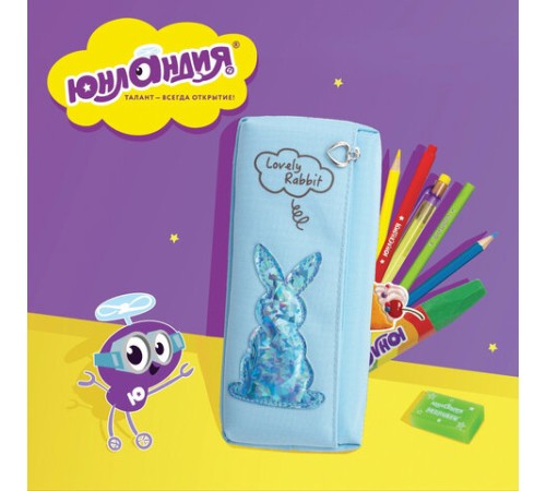 Пенал мягкий ЮНЛАНДИЯ, 2 отделения, полиэстер, 