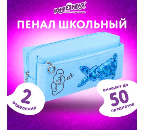 Пенал мягкий ЮНЛАНДИЯ, 2 отделения, полиэстер, 