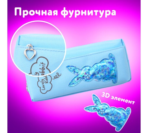 Пенал мягкий ЮНЛАНДИЯ, 2 отделения, полиэстер, 