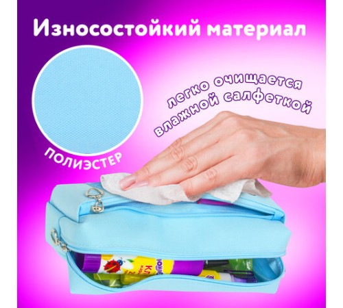 Пенал мягкий ЮНЛАНДИЯ, 2 отделения, полиэстер, 