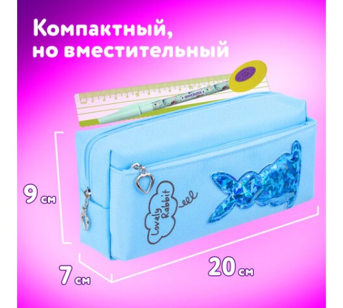 Пенал мягкий ЮНЛАНДИЯ, 2 отделения, полиэстер, 