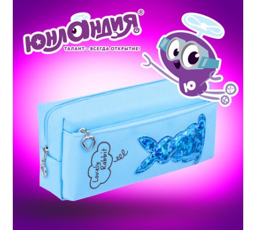 Пенал мягкий ЮНЛАНДИЯ, 2 отделения, полиэстер, 