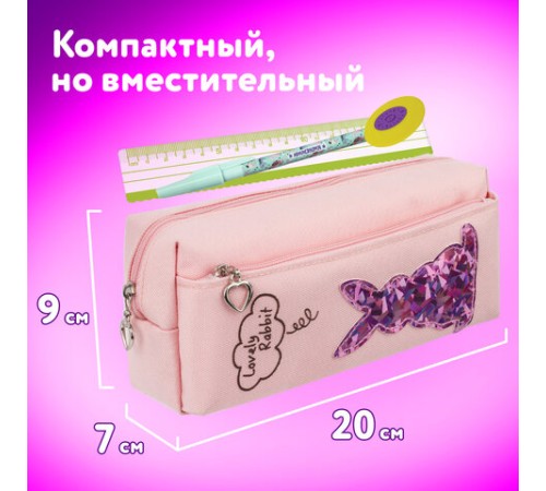 Пенал мягкий ЮНЛАНДИЯ, 2 отделения, полиэстер, 