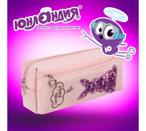 Пенал мягкий ЮНЛАНДИЯ, 2 отделения, полиэстер, 