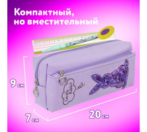 Пенал мягкий ЮНЛАНДИЯ, 2 отделения, полиэстер, 