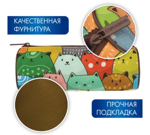 Пенал-тубус BRAUBERG, с эффектом Soft Touch, мягкий, 