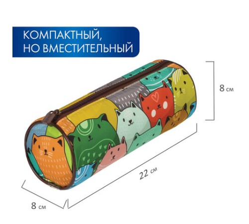 Пенал-тубус BRAUBERG, с эффектом Soft Touch, мягкий, 