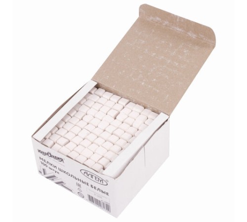 Мел белый квадратный 100 штук, ЮНЛАНДИЯ (Алгем), картонная упаковка, 229070