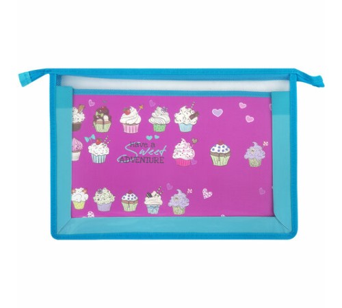 Папка для труда BRAUBERG А4, 2 отделения, пластик, молния сверху, органайзер, 