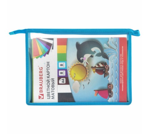 Папка для труда BRAUBERG А4, 2 отделения, пластик, молния сверху, органайзер, 