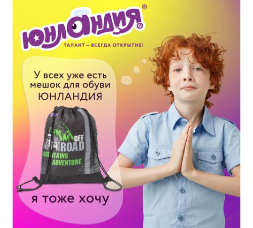 Мешок для обуви ЮНЛАНДИЯ, светоотражающая полоса, 47х37 см, 