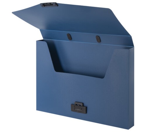 Портфель пластиковый STAFF А4 (320х225х36 мм), без отделений, синий, 229240