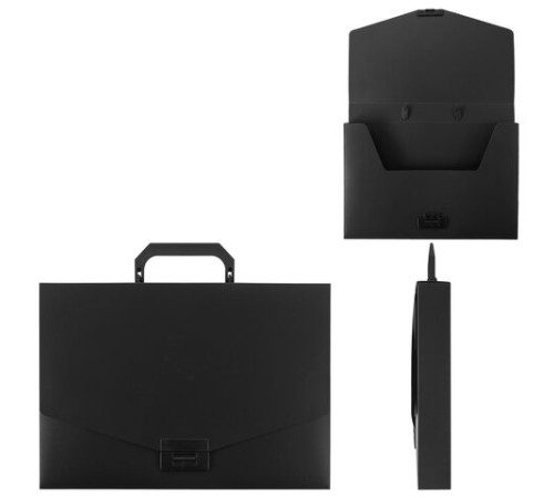 Портфель пластиковый STAFF А4 (320х225х36 мм), без отделений, черный, 229241