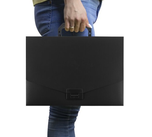 Портфель пластиковый STAFF А4 (320х225х36 мм), без отделений, черный, 229241