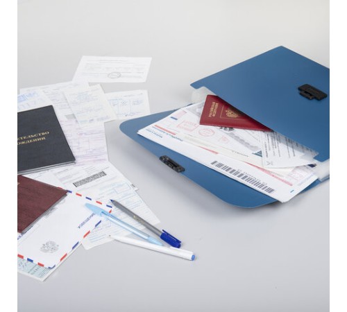 Портфель пластиковый STAFF А4 (330х235х36 мм), 7 отделений, индексные ярлыки, синий, 229242