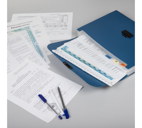 Портфель пластиковый STAFF А4 (330х235х36 мм), 7 отделений, индексные ярлыки, синий, 229242