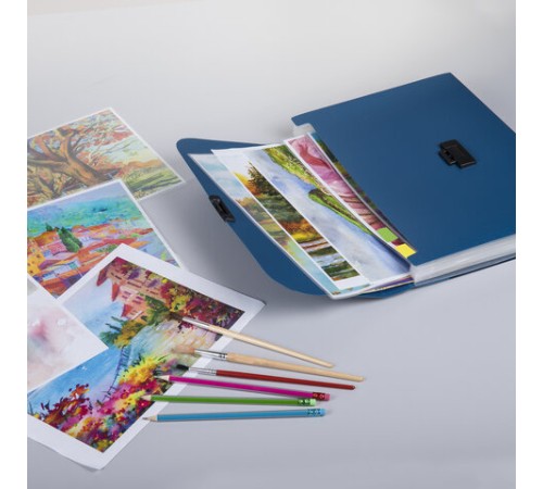 Портфель пластиковый STAFF А4 (330х235х36 мм), 7 отделений, индексные ярлыки, синий, 229242