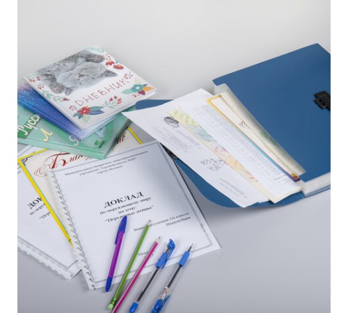 Портфель пластиковый STAFF А4 (330х235х36 мм), 7 отделений, индексные ярлыки, синий, 229242