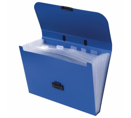 Портфель пластиковый STAFF А4 (330х235х36 мм), 7 отделений, индексные ярлыки, синий, 229242