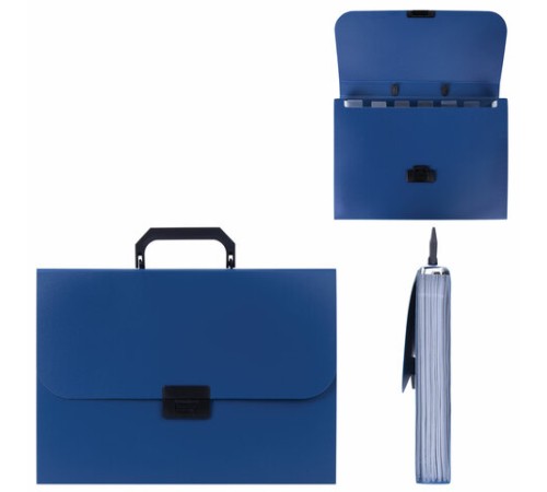 Портфель пластиковый STAFF А4 (330х235х36 мм), 7 отделений, индексные ярлыки, синий, 229242