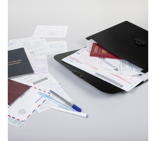 Портфель пластиковый STAFF А4 (330х235х36 мм), 7 отделений, индексные ярлыки, черный, 229243