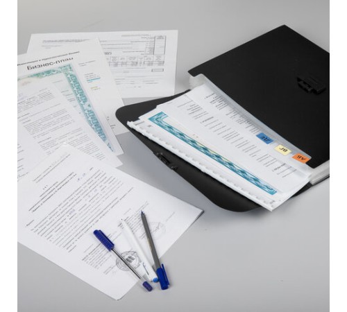 Портфель пластиковый STAFF А4 (330х235х36 мм), 7 отделений, индексные ярлыки, черный, 229243