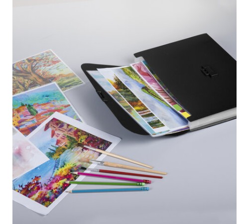 Портфель пластиковый STAFF А4 (330х235х36 мм), 7 отделений, индексные ярлыки, черный, 229243