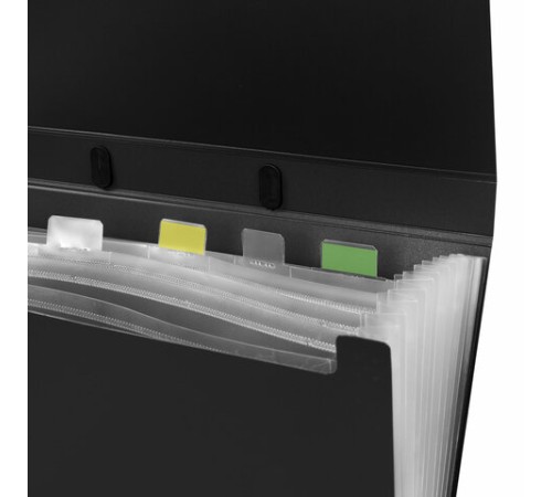 Портфель пластиковый STAFF А4 (330х235х36 мм), 7 отделений, индексные ярлыки, черный, 229243