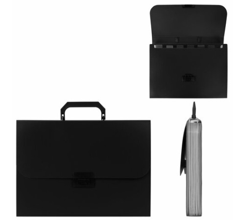 Портфель пластиковый STAFF А4 (330х235х36 мм), 7 отделений, индексные ярлыки, черный, 229243