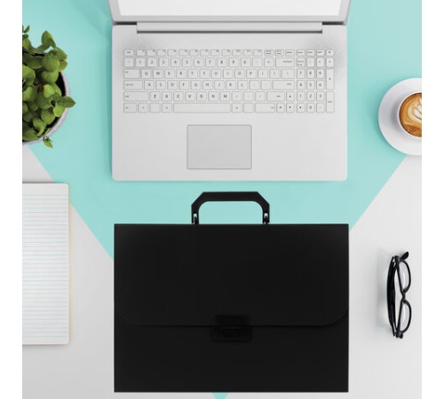 Портфель пластиковый STAFF А4 (330х235х36 мм), 7 отделений, индексные ярлыки, черный, 229243