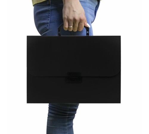 Портфель пластиковый STAFF А4 (330х235х36 мм), 7 отделений, индексные ярлыки, черный, 229243