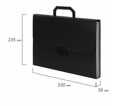 Портфель пластиковый STAFF А4 (330х235х36 мм), 7 отделений, индексные ярлыки, черный, 229243