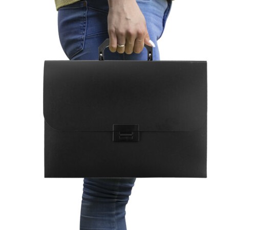 Портфель пластиковый STAFF А4 (330х235х36 мм), 13 отделений, индексные ярлыки, черный, 229245