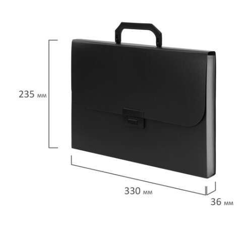 Портфель пластиковый STAFF А4 (330х235х36 мм), 13 отделений, индексные ярлыки, черный, 229245