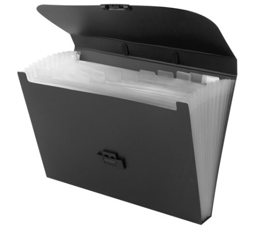 Портфель пластиковый STAFF А4 (330х235х36 мм), 13 отделений, индексные ярлыки, черный, 229245