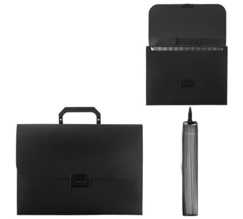 Портфель пластиковый STAFF А4 (330х235х36 мм), 13 отделений, индексные ярлыки, черный, 229245