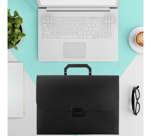 Портфель пластиковый STAFF А4 (330х235х36 мм), 13 отделений, индексные ярлыки, черный, 229245