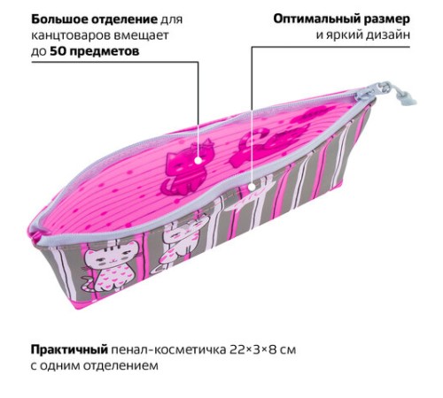 Пенал-косметичка BRAUBERG треугольный, мягкий, 