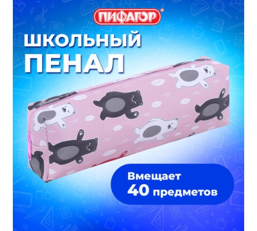 Пенал-косметичка ПИФАГОР, мягкий, 