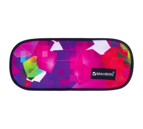 Пенал-косметичка BRAUBERG овальный, полиэстер, 