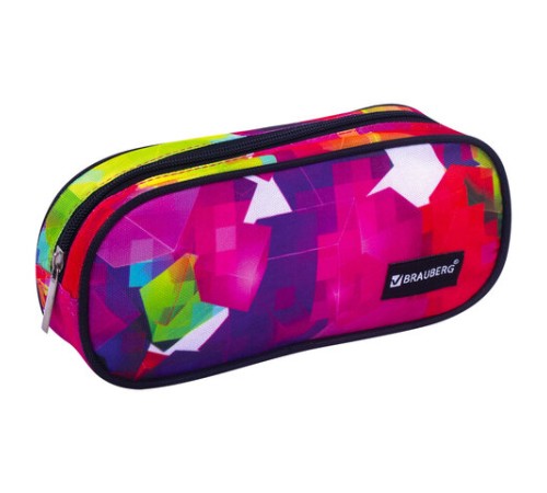 Пенал-косметичка BRAUBERG овальный, полиэстер, 