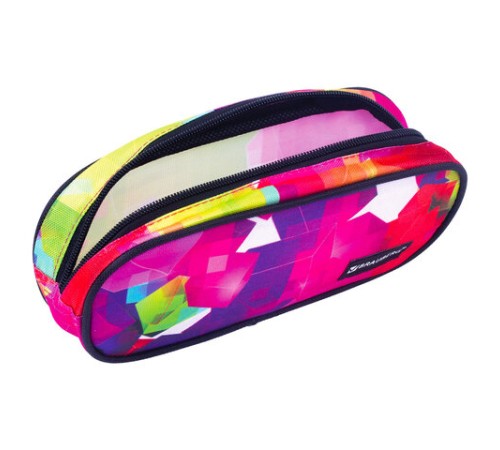 Пенал-косметичка BRAUBERG овальный, полиэстер, 