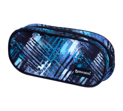 Пенал-косметичка BRAUBERG овальный, полиэстер, 
